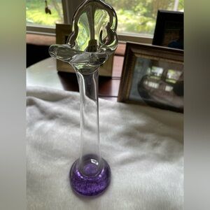 Vintage signed Noslo Glass 1994 Handblown 11 Inch Bud Vase